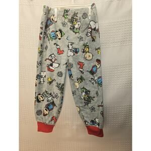 Snoppy Pajama Pants Kids Size 3t Unisex Fleece Pull On Elastic Waist 5349